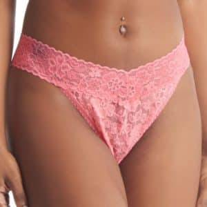 Hanky Panky Trusser 2P Daily Lace Original Rise Thong D1 Rosa nylon One Size Dame